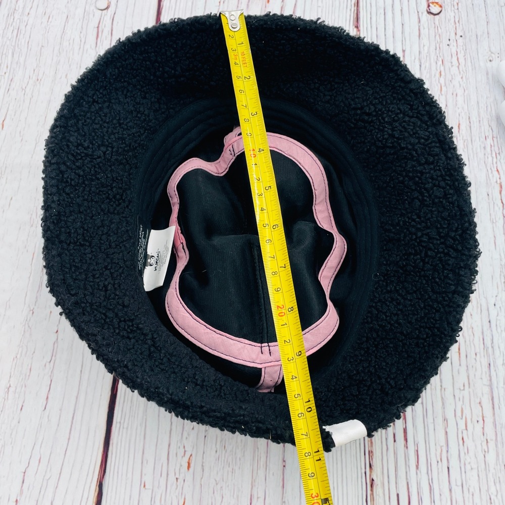 Kuromi Sanrio Bioworld Black Sherpa Faux Fur Bucket Hat with Ears SIL-34706 OSFM - Picture 7 of 8